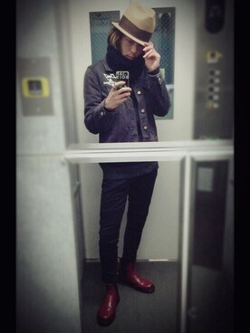 「HALFMAN（ハーフマン）のアイテム（ジャケット/アウター）」を使った、ぽんさん（メンズ・175cm）の冬コーディネート