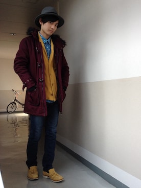 「Avail（アベイル）のアイテム（その他アウター）」を使った、河上裕馬さん（メンズ・175cm）の冬コーディネート