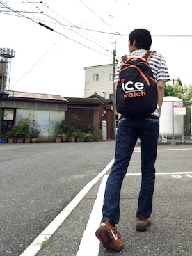 「ICE WATCH（アイスウォッチ）のアイテム（バッグ）」を使った、河上裕馬さん（メンズ・175cm）の夏コーディネート