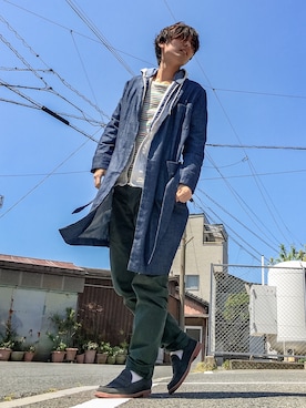 「HERE'S（HERE'S）のアイテム（トップス）」を使った、河上裕馬さん（メンズ・175cm）の春コーディネート