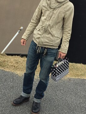 「goa（ゴア）のアイテム（ミリタリージャケット）」を使った、mOhiiさん（メンズ・175cm）の秋コーディネート