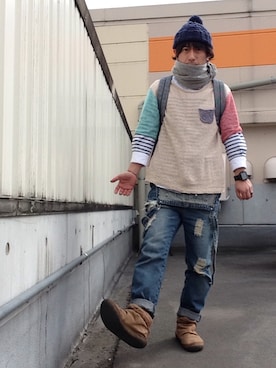 「Burner（バーナー）のアイテム（サロペット/オーバーオール）」を使った、hide104さん（メンズ・162cm）の秋コーディネート