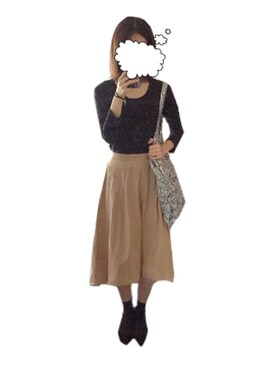 「MONKI（モンキ）のアイテム（トートバッグ）」を使った、ashibaさん（レディース・158cm）の秋コーディネート