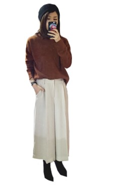 「ニットトップス」｜「アイテム（ハンチング/ベレー帽）」を使った、ashibaさん（レディース・158cm）の冬コーディネート