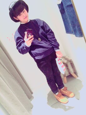 「アイテム（クラッチバッグ、その他）」を使った、姜虹さん（レディース・155cm）の冬コーディネート