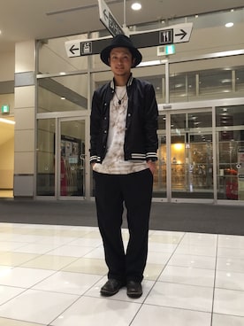 「HUF」｜「アイテム（スタジャン）」を使った、koseeeeeさん（メンズ・167cm）の冬コーディネート