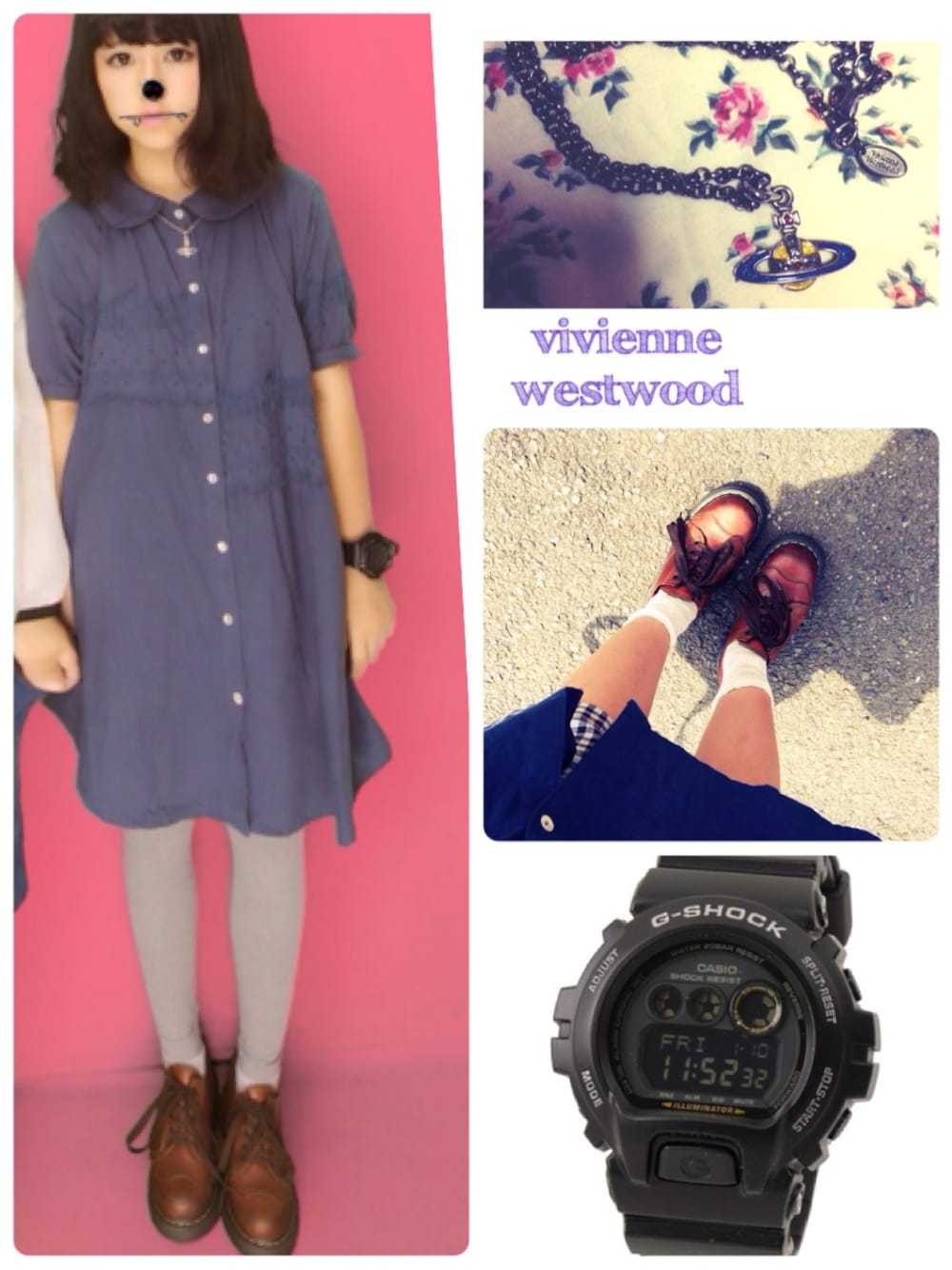 「ワンピース、Dr.Martens、Vivienne Westwood、G-SHOCK、下北沢、niko and ...、又吉ヘア」｜「G-SHOCKのアイテム（アナログ腕時計、ブラック系）」を使った、カナエさん（レディース・154cm）の夏コーディネートの1枚目の写真