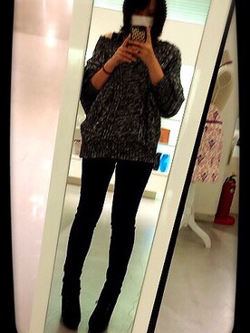 「足長効果」｜「アイテム（ブーティ）」を使った、ともぱんさん（レディース・167cm）の冬コーディネート