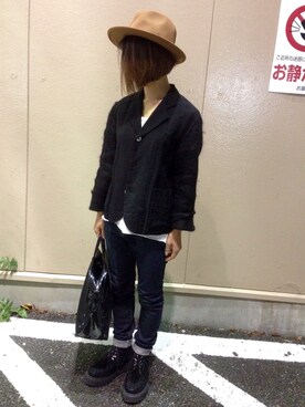 「tricot COMME des GARCONS（トリココムデギャルソン）のアイテム（テーラードジャケット）」を使った、yopeさん（レディース・152cm）の秋コーディネート