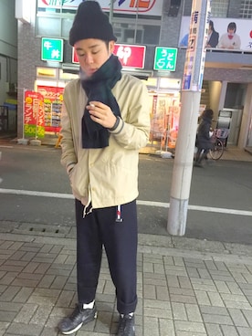 「SEVENDAYS=SUNDAY（セブンデイズサンデイ）のアイテム（カバーオール）」を使った、yopeさん（メンズ・174cm）の冬コーディネート