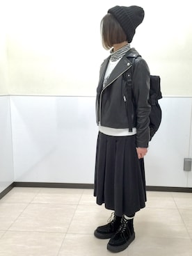 「キュロットパンツ」｜「アイテム（ジャケット/アウター）」を使った、yopeさん（レディース・152cm）の冬コーディネート