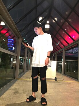 「LABRAT（ラブラット）のアイテム（キャップ）」を使った、yopeさん（メンズ・174cm）の夏コーディネート