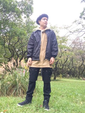 「THREE BLIND MICE（スリーブラインドマイス）のアイテム（帽子）」を使った、yopeさん（メンズ・174cm）の秋コーディネート