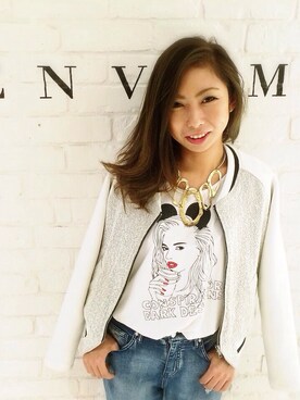 「ENVYM（アンビー）のアイテム（スタジャン）」を使った、RURI KAJIさん（レディース・158cm）の秋コーディネート
