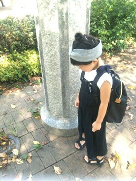 「GLOBAL WORK（グローバルワーク）のアイテム（つなぎ/オールインワン）」を使った、U-na♡さん（キッズ・110cm）の秋コーディネート