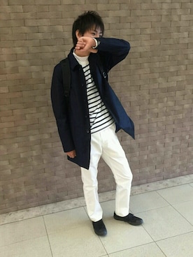 「アイテム（ステンカラーコート）」を使った、hirotoさん（メンズ・171cm・10代）の春コーディネート