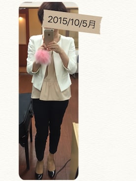 「M's collection（エムズコレクション）のアイテム（ジャケット/アウター）」を使った、うえたえり@さん（レディース・159cm）の秋コーディネート