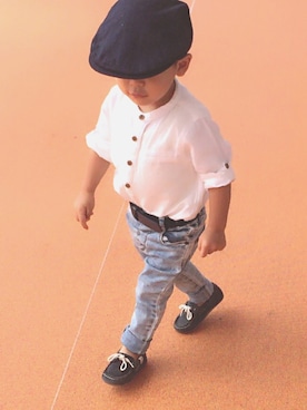 「ZARA KIDSのアイテム（ハンチング/ベレー帽）」を使った、RiRi0705さん（キッズ・90cm）の夏コーディネート