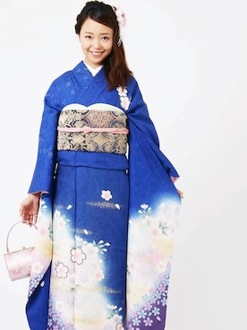 「アイテム（水着/着物・浴衣、ブルー系）」を使った、hataoriさん（レディース・160cm）の冬コーディネート