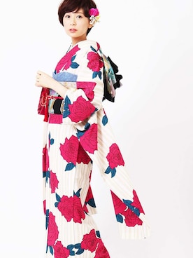 「アイテム（浴衣）」を使った、hataoriさん（レディース・162cm）の冬コーディネート