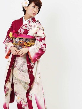 「アイテム（浴衣）」を使った、hataoriさん（レディース・162cm）の冬コーディネート