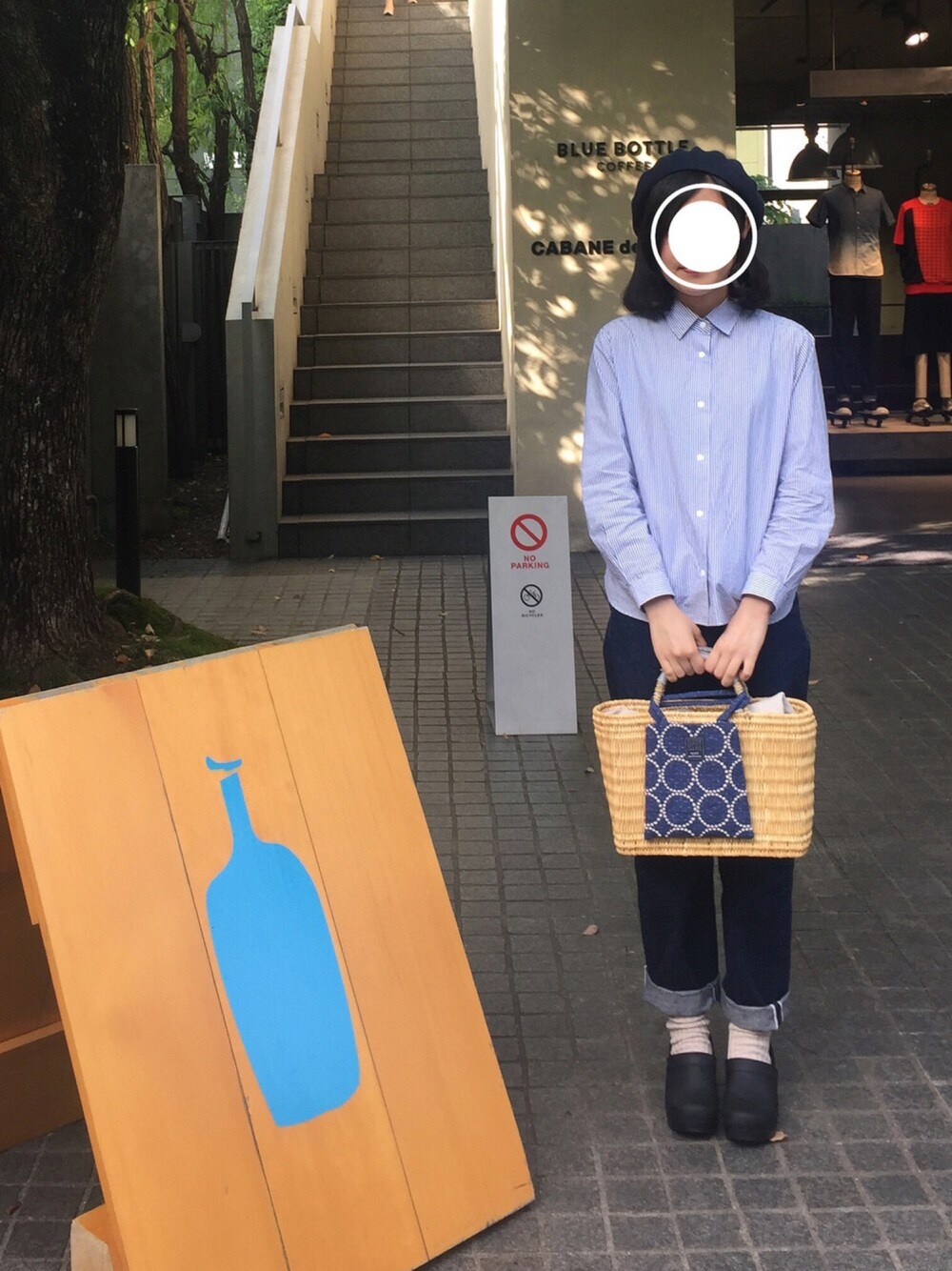 「YAECA、mina perhonen、warangwayan、dansko、東京」｜「YAECAのアイテム（シャツ/ブラウス、ブルー系）」を使った、ｓａ .さん（レディース・159cm）の夏コーディネートの1枚目の写真