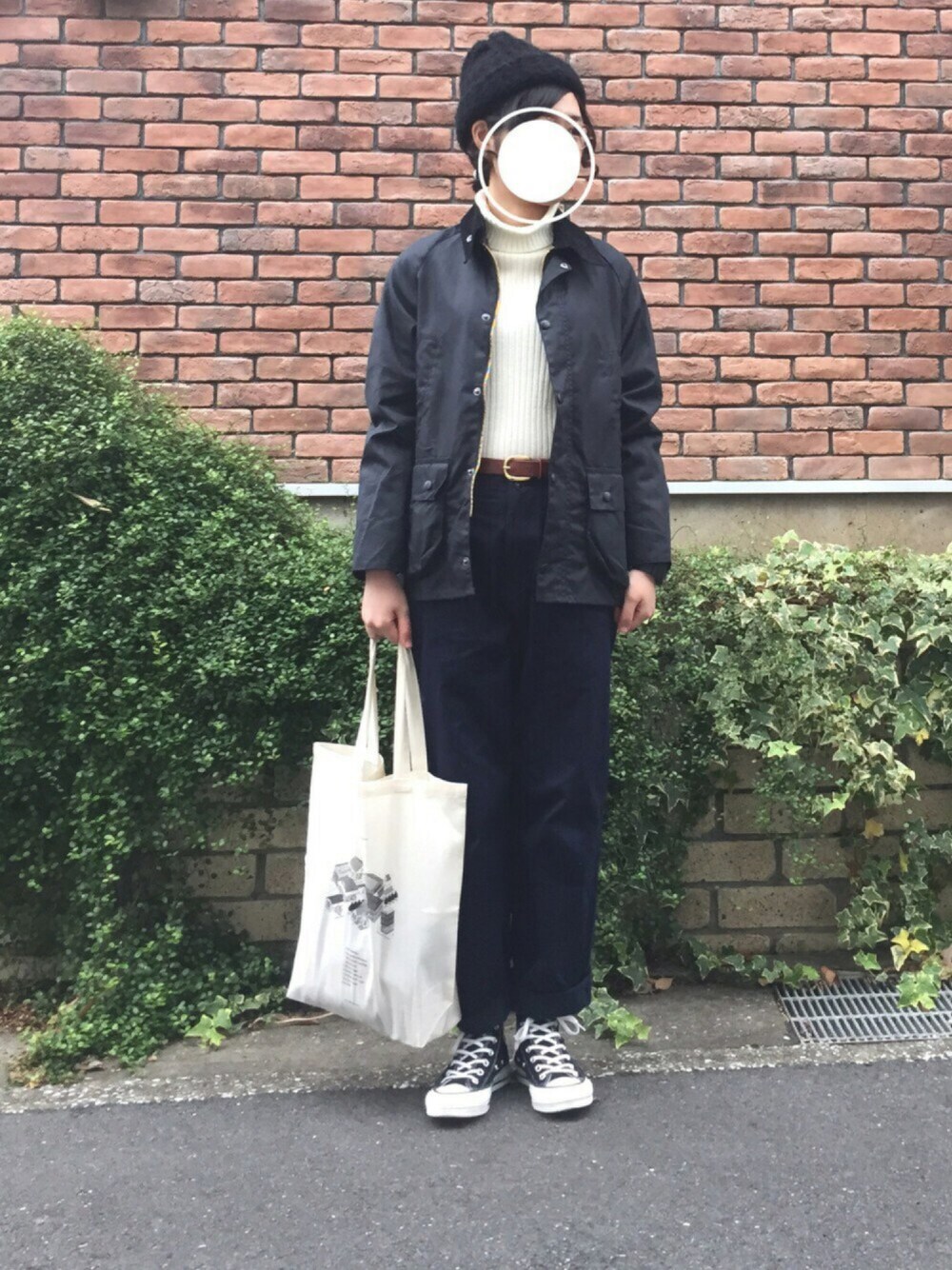 「バブアー、タートルネック、コンバース、ビデイル、YAECA、barbour、オトナカジュアル」｜「Barbourの＜15秋冬＞【Barbour】CLASSIC BEDALE B（ブルゾン、ブルー系）」を使った、ｓａ .さん（レディース・159cm）の秋コーディネートの1枚目の写真