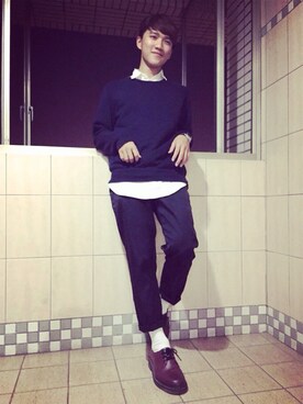 「Provocateur /// 煽動者（プログォケイター）のアイテム」を使った、梁育嘉さん（メンズ・173cm）の冬コーディネート