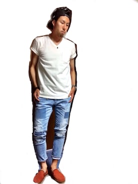 「袖ロールアップ」｜はっとさん（メンズ・178cm）の夏コーディネート