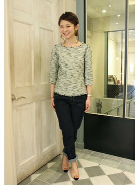 イエナスローブ新宿　スタッフ1さん（レディース・160cm）の春コーディネート