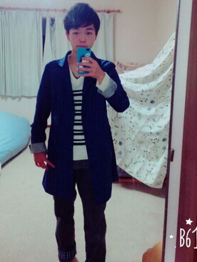 「アイテム（ステンカラーコート）」を使った、孝規さん（メンズ・168cm・10代）の秋コーディネート