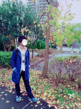「アイテム（ステンカラーコート）」を使った、孝規さん（メンズ・168cm・10代）の秋コーディネート