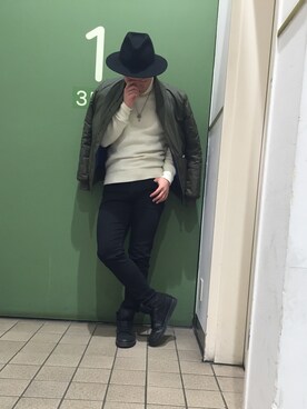 「DOWBL（ダブル）のアイテム（ミリタリージャケット）」を使った、N.Hさん（メンズ・166cm）の冬コーディネート