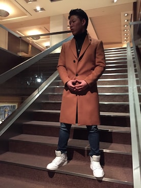 「黒ニット」｜N.Hさん（メンズ・166cm）の冬コーディネート