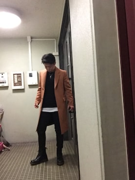 「黒ニット」｜N.Hさん（メンズ・166cm）の冬コーディネート