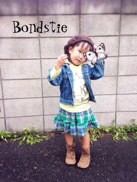 「OSHKOSH（オシュコシュ）のアイテム（デニムジャケット）」を使った、Bondstieさん（キッズ・100cm）の秋コーディネート