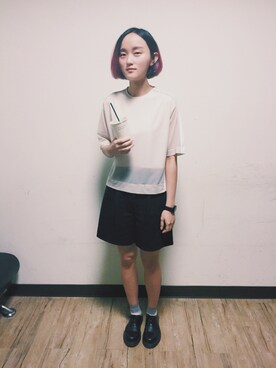 「Dr. Martens（ドクターマーチン）のDr.Martens (ドクターマーチン)/1461 3EYE GIBSON SHOES（その他シューズ）」を使った、Hsuanさん（レディース・172cm）の春コーディネート