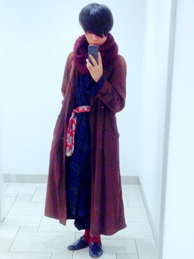 「靴下チラ見せ」｜「アイテム（トレンチコート）」を使った、LYNN FUKAZAWAさん（メンズ・165cm）の冬コーディネート