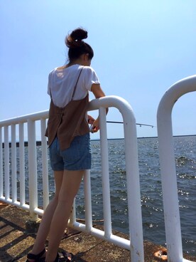 「アイテム（キャミソール、ベージュ系）」を使った、naさん（レディース・162cm）の夏コーディネート