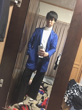 「ロイヤルブルー」｜「アイテム（その他アウター）」を使った、ともさん（メンズ・174cm）の春コーディネート