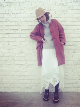 「mystic（ミスティック）のアイテム（その他アウター）」を使った、スザンヌさん（レディース・165cm）の冬コーディネート