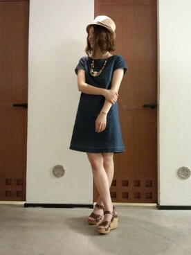 Adam Et Rope アダムエロペ の コンパクトショートスリーブデニムフレンチワンピース ワンピース Wear