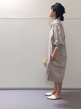「ADAM ET ROPE'（アダムエロペ）のアイテム（シャツワンピース）」を使った、mana＊さん（レディース・159cm）の春コーディネート
