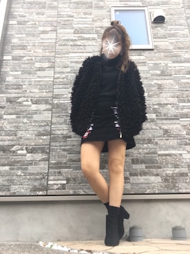 「DHOLIC（ディーホリック）のアイテム（その他アウター）」を使った、Ayaさん（レディース・160cm）の冬コーディネート