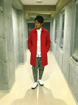 「N.HOOLYWOOD」｜「アイテム（ステンカラーコート）」を使った、よしきさん（メンズ・169cm）の冬コーディネート