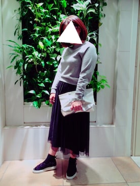 「トイレから失礼しやす」｜「アイテム（スウェット）」を使った、yumiiii*【相互フォローします】さん（レディース・155cm）の秋コーディネート
