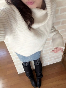 「アイテム（タイツ/ストッキング、ブルー系）」を使った、n@oさん（レディース・160cm）の秋コーディネート