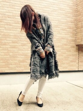 「URBAN RESEARCH（アーバンリサーチ）のアイテム（ポンチョ）」を使った、はるたさん（レディース・153cm）の秋コーディネート
