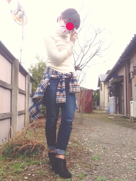 「パールアクセ」｜「アイテム（ブーティ）」を使った、はるたさん（レディース・153cm）の春コーディネート