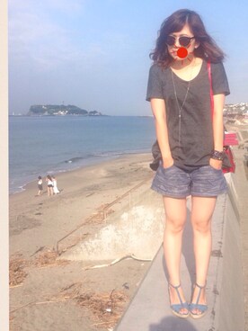 「SEVENDAYS=SUNDAY（セブンデイズサンデイ）のアイテム（サングラス）」を使った、はるたさん（レディース・153cm）の夏コーディネート